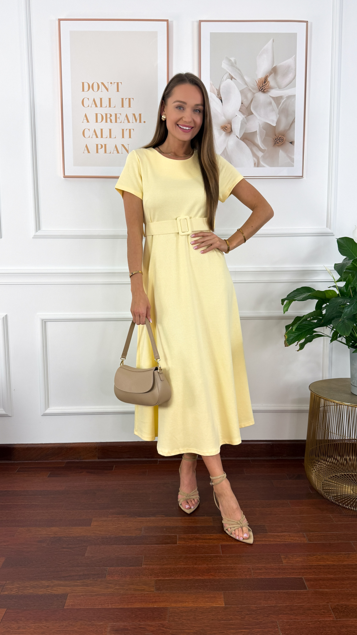 Bawełniana sukienka maxi Maja żółta