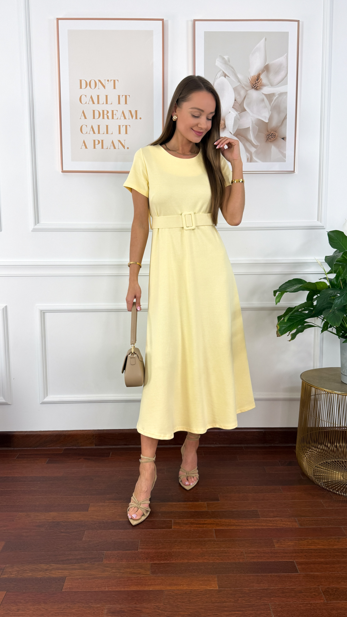 Bawełniana sukienka maxi Maja żółta