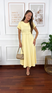 Bawełniana sukienka maxi Maja żółta