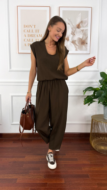 Wiskozowy komplet Corsa czekoladowy