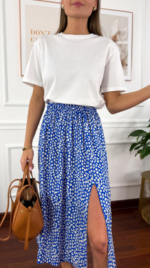 Wiskozowa spódnica Dani chabrowa w listki