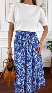 Wiskozowa spódnica Dani chabrowa w listki