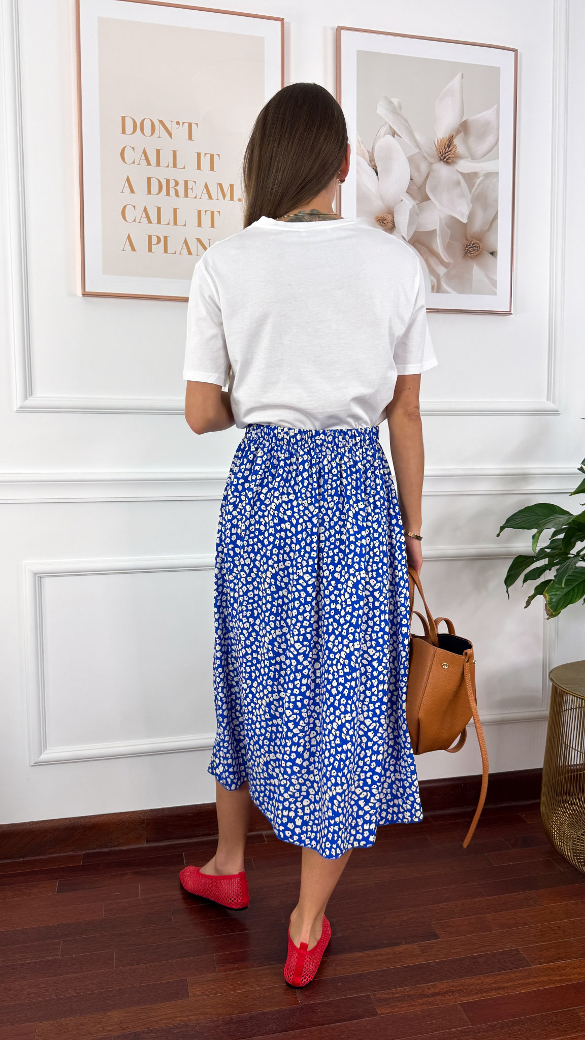 Wiskozowa spódnica Dani chabrowa w listki