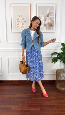 Wiskozowa spódnica Dani chabrowa w listki