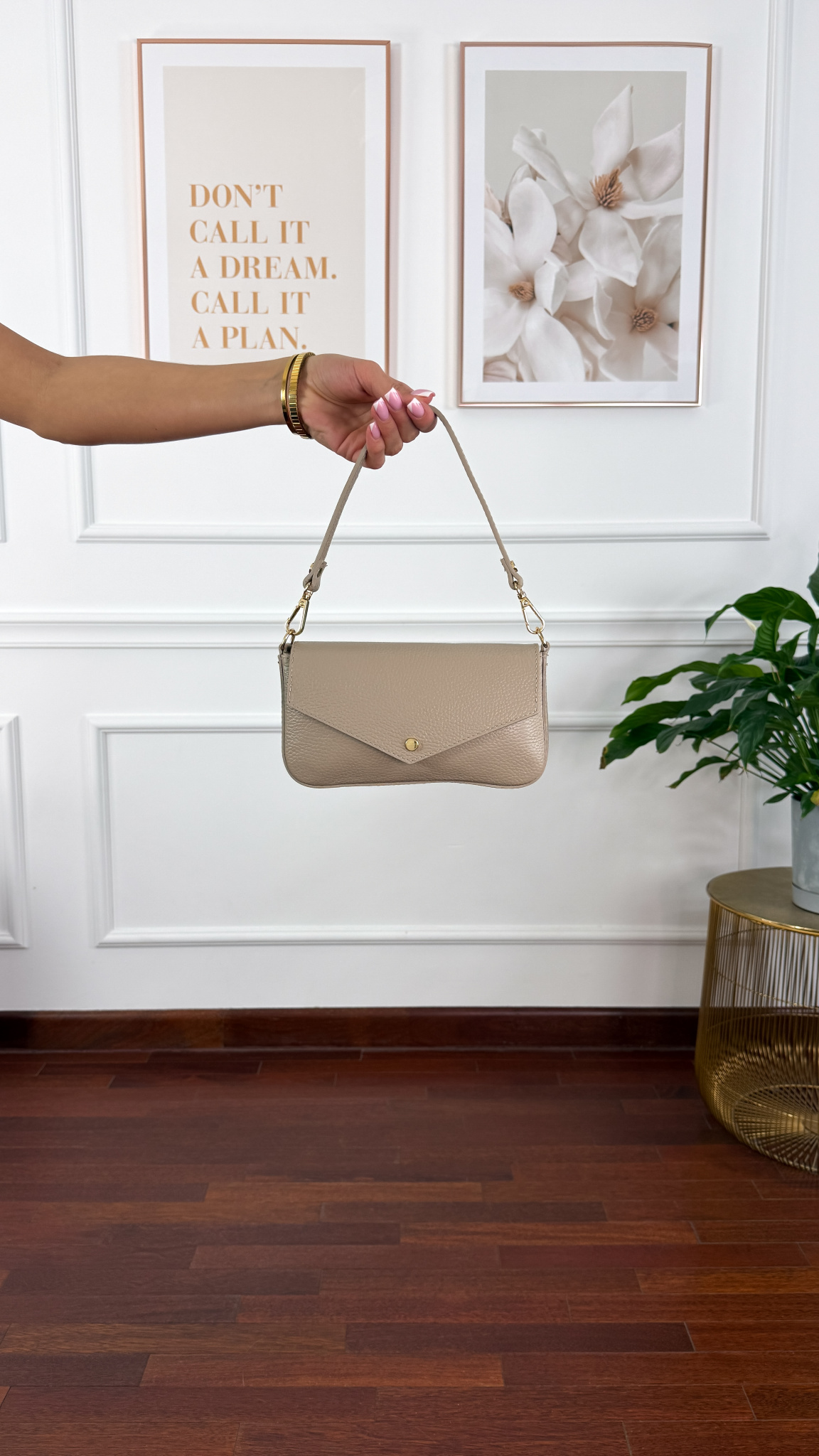 Skórzana torebka Zoya beżowa