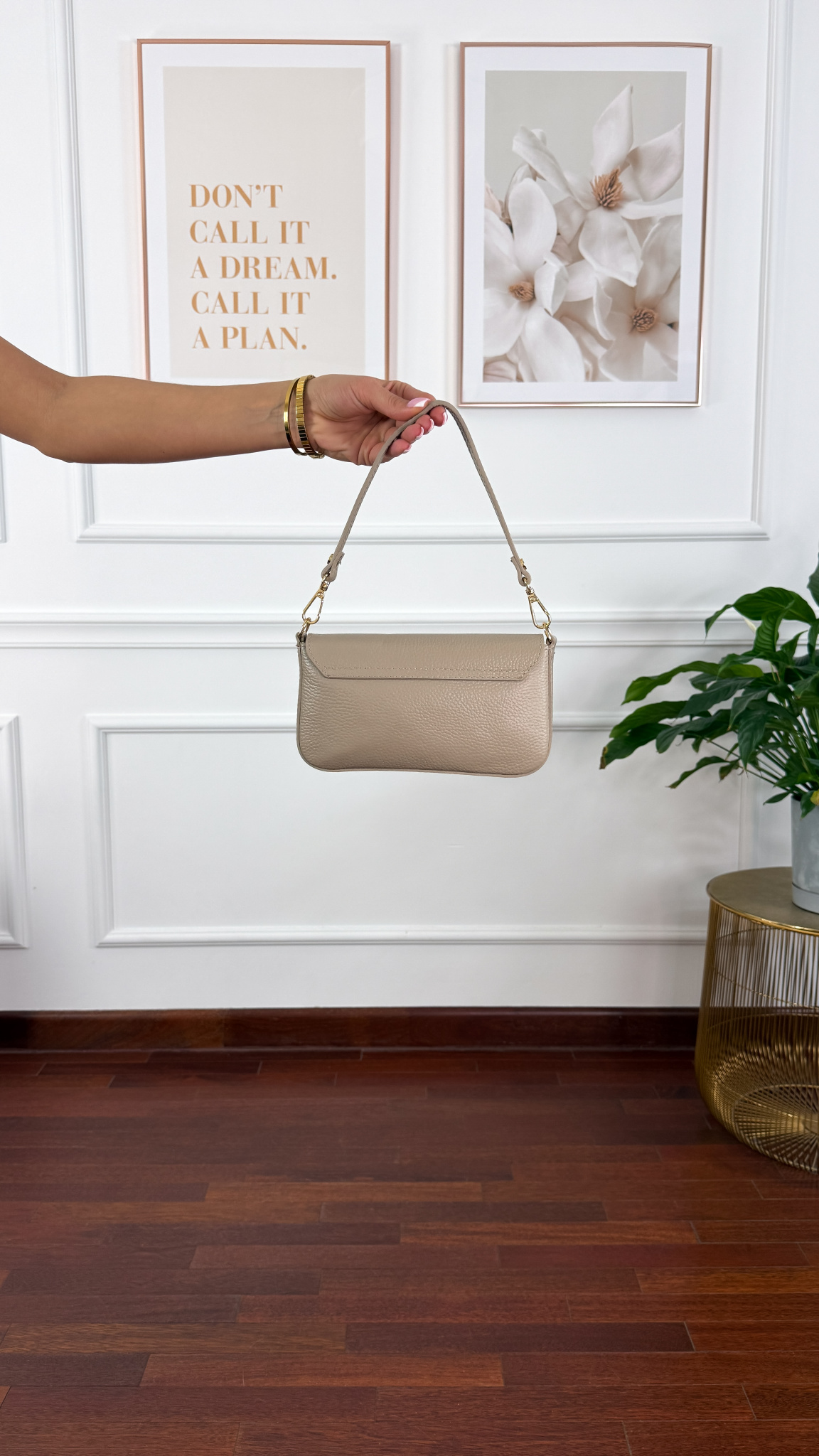 Skórzana torebka Zoya beżowa