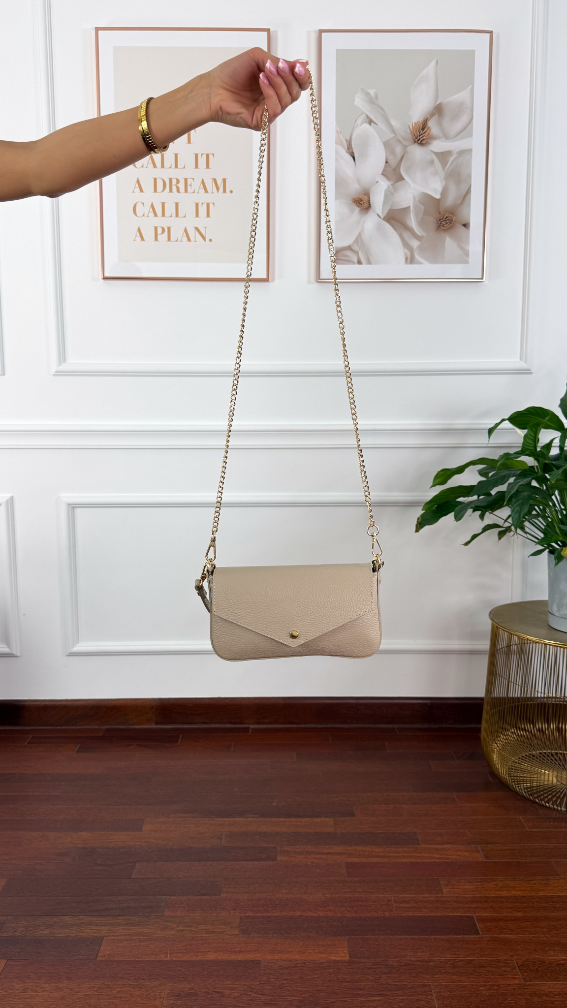 Skórzana torebka Zoya beżowa