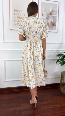 Sukienka midi Balia żółta w kwiaty