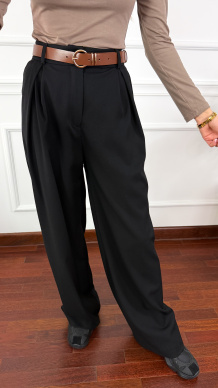 Wiskozowe szerokie spodnie Esti czarne