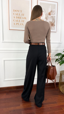 Wiskozowe szerokie spodnie Esti czarne