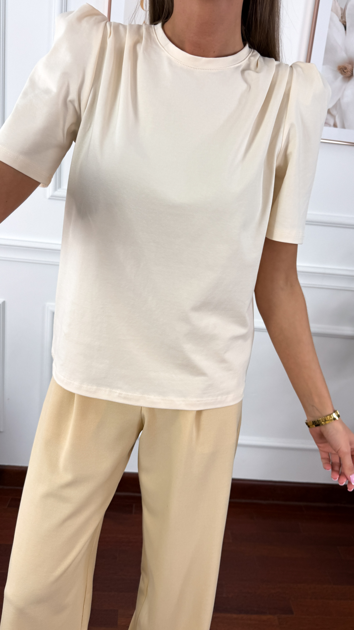 Bawełniana jednolita bluzka Opal beżowa