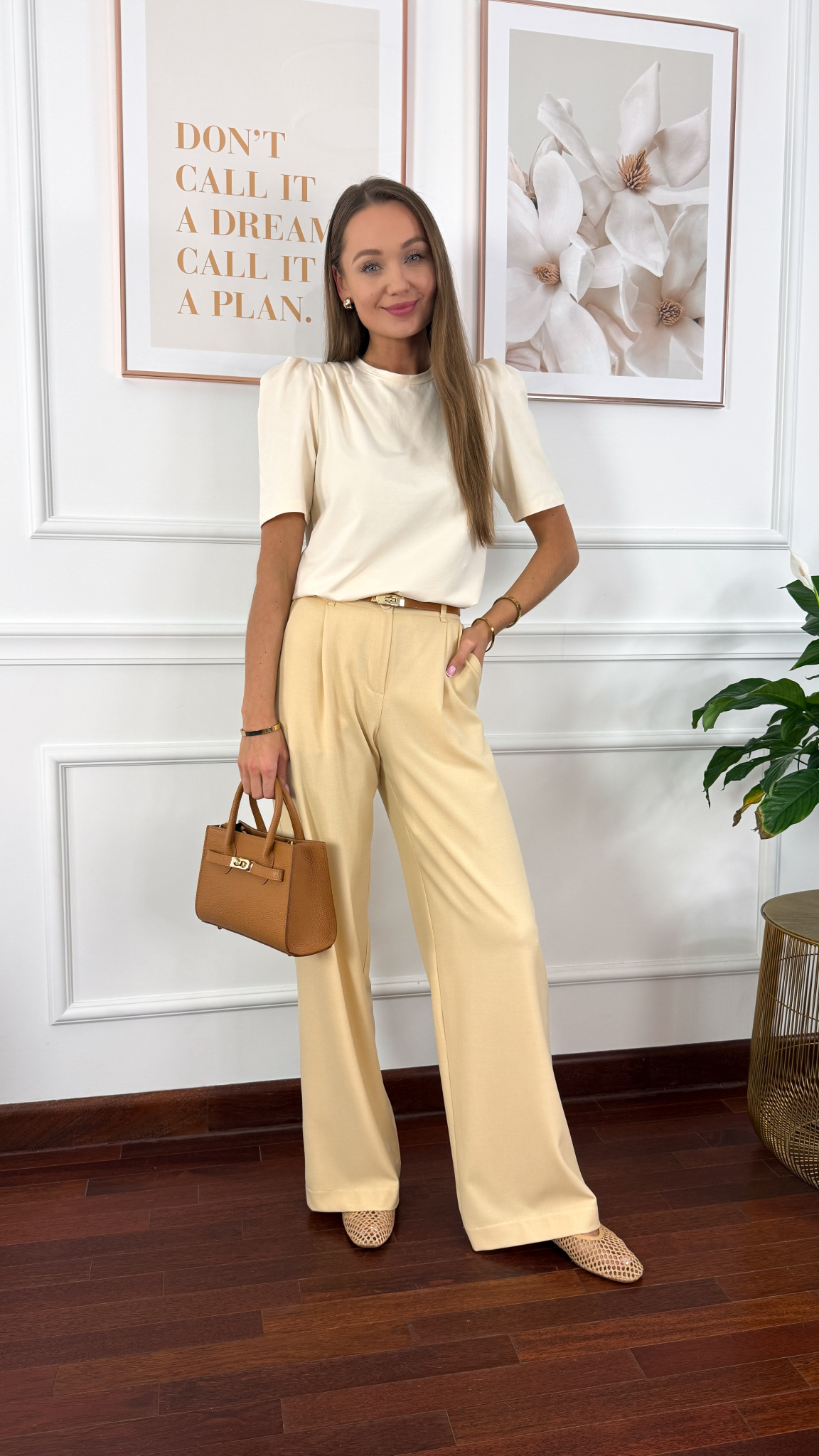 Bawełniana jednolita bluzka Opal beżowa