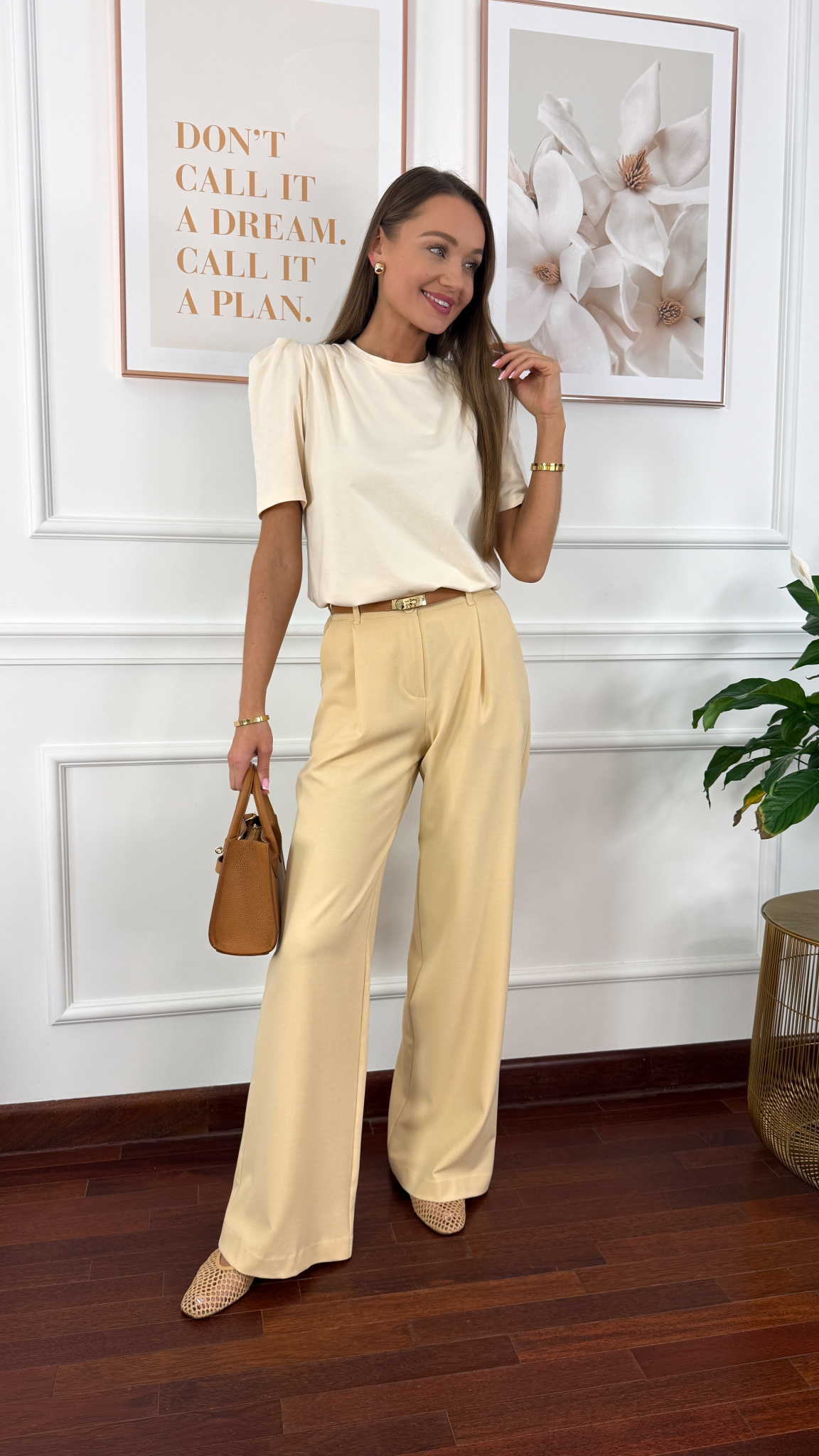 Bawełniana jednolita bluzka Opal beżowa