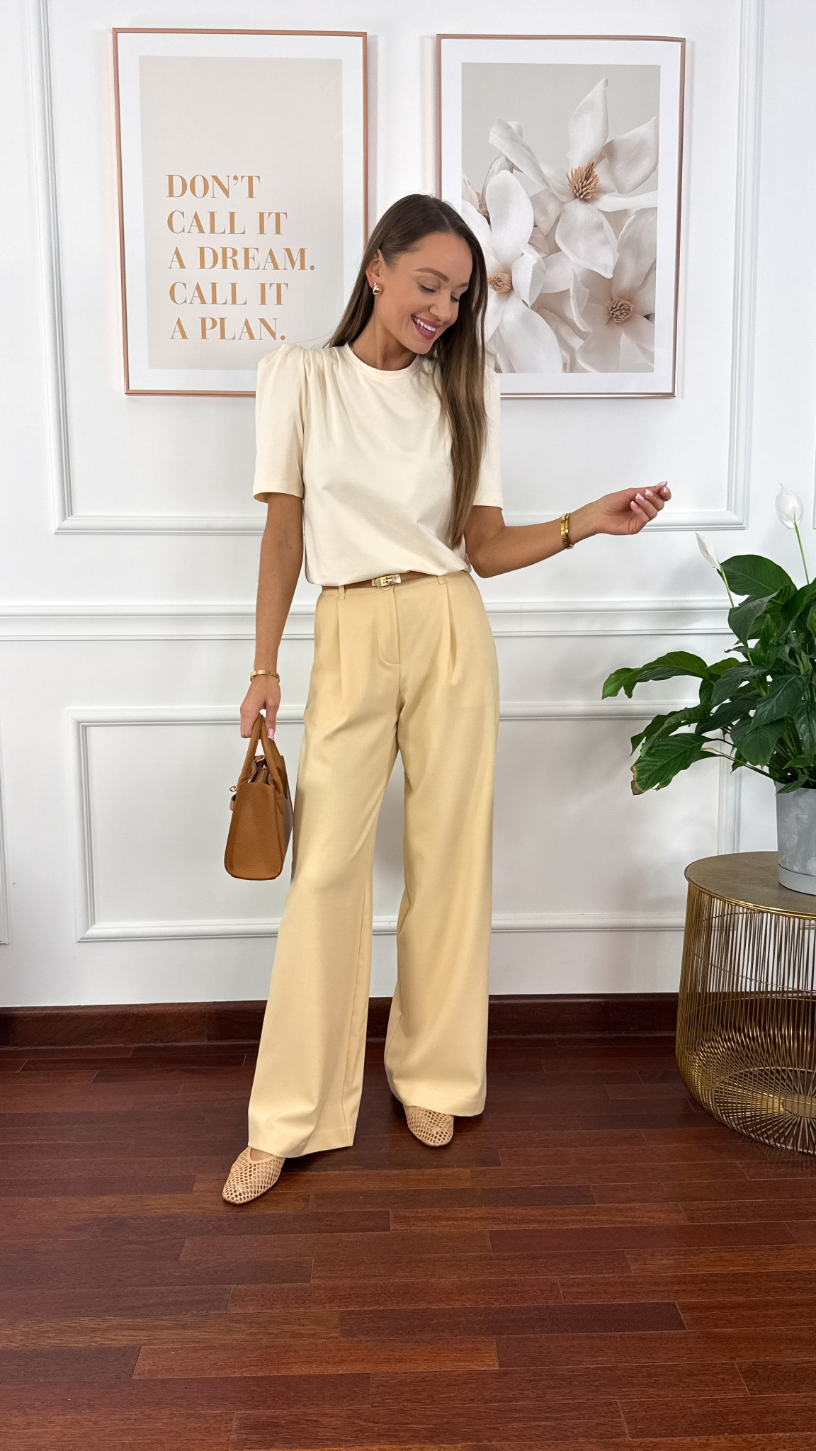 Bawełniana jednolita bluzka Opal beżowa