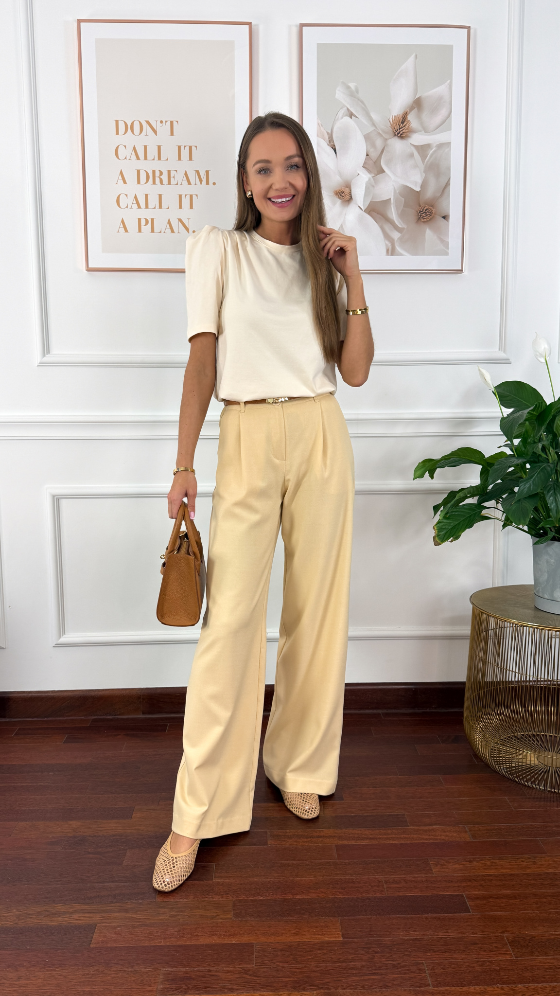 Bawełniana jednolita bluzka Opal beżowa