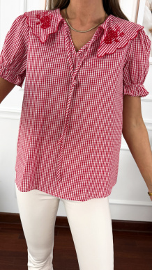 Bawełniana koszula w kratę Bavia czerwona