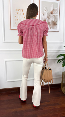 Bawełniana koszula w kratę Bavia czerwona