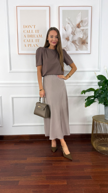 Bawełniana jednolita bluzka Opal czekoladowa