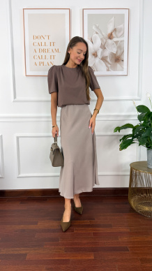 Bawełniana jednolita bluzka Opal czekoladowa