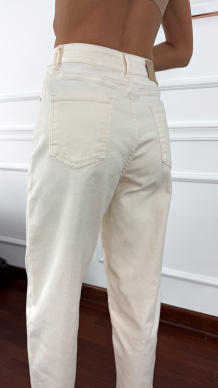 Spodnie mom fit Fame beżowe