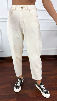 Spodnie mom fit Fame beżowe