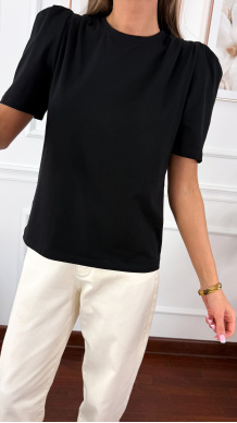 Bawełniana jednolita bluzka Opal czarna