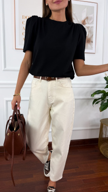 Bawełniana jednolita bluzka Opal czarna