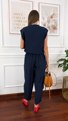 Wiskozowy komplet Corsa granatowy