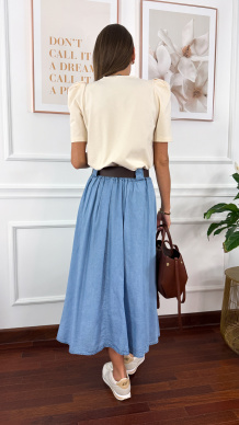 Lyocell'owa spódnica maxi Nevada jasny denim