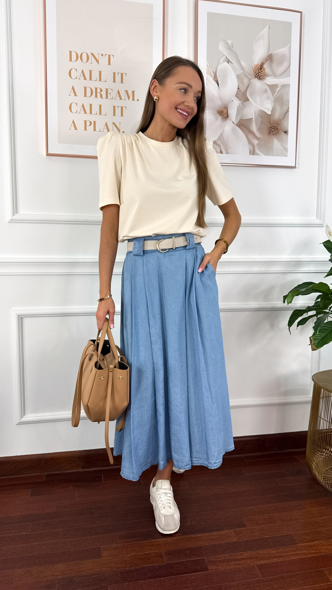 Lyocell'owa spódnica maxi Nevada jasny denim