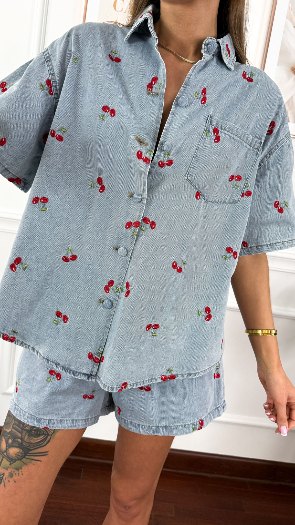 Wiskozowy komplet Cherry denim