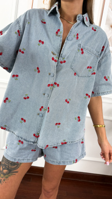 Wiskozowy komplet Cherry denim