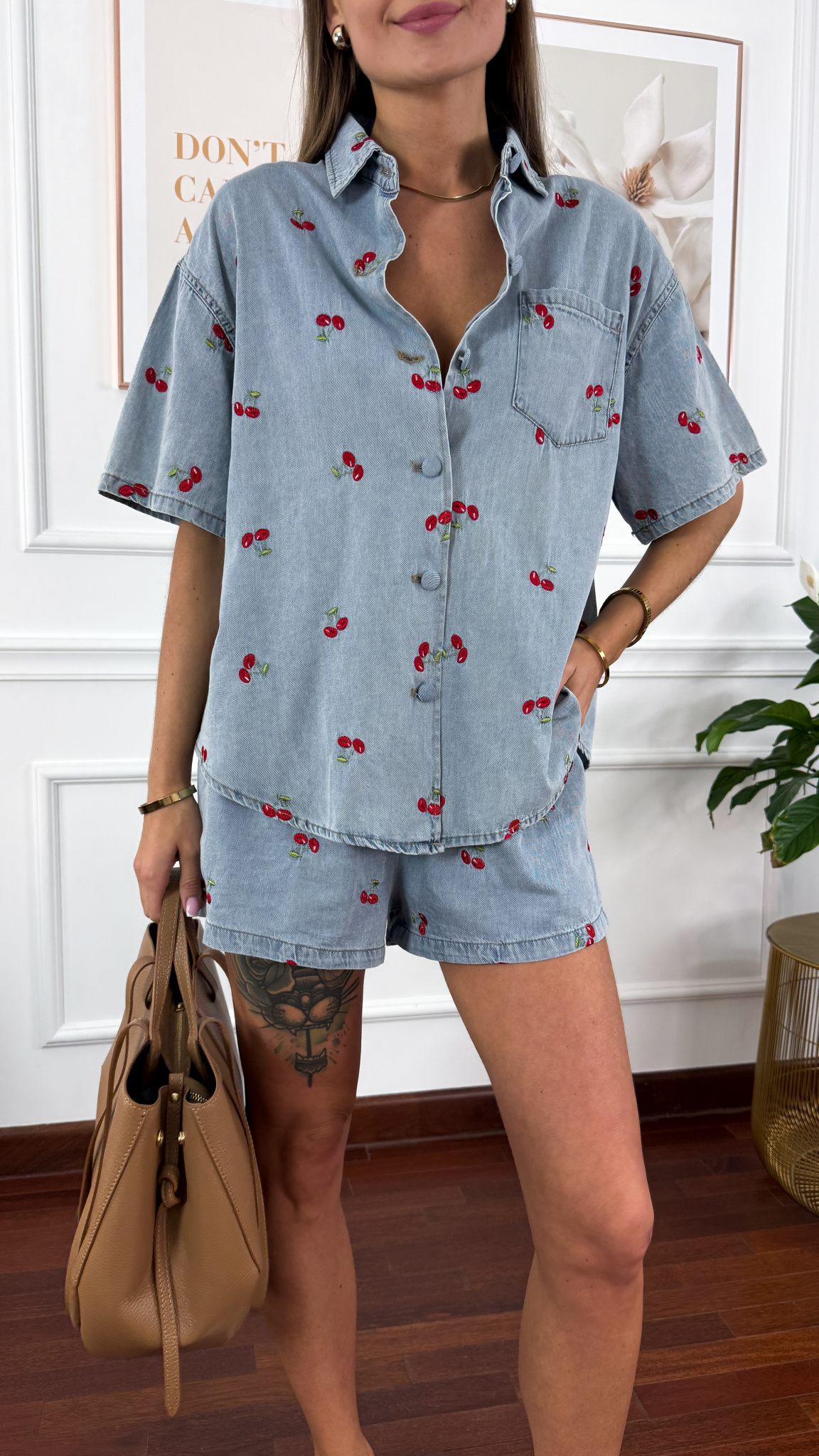 Wiskozowy komplet Cherry denim