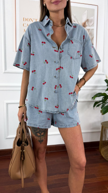 Wiskozowy komplet Cherry denim