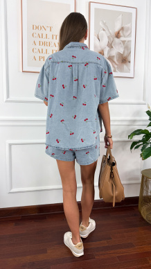 Wiskozowy komplet Cherry denim