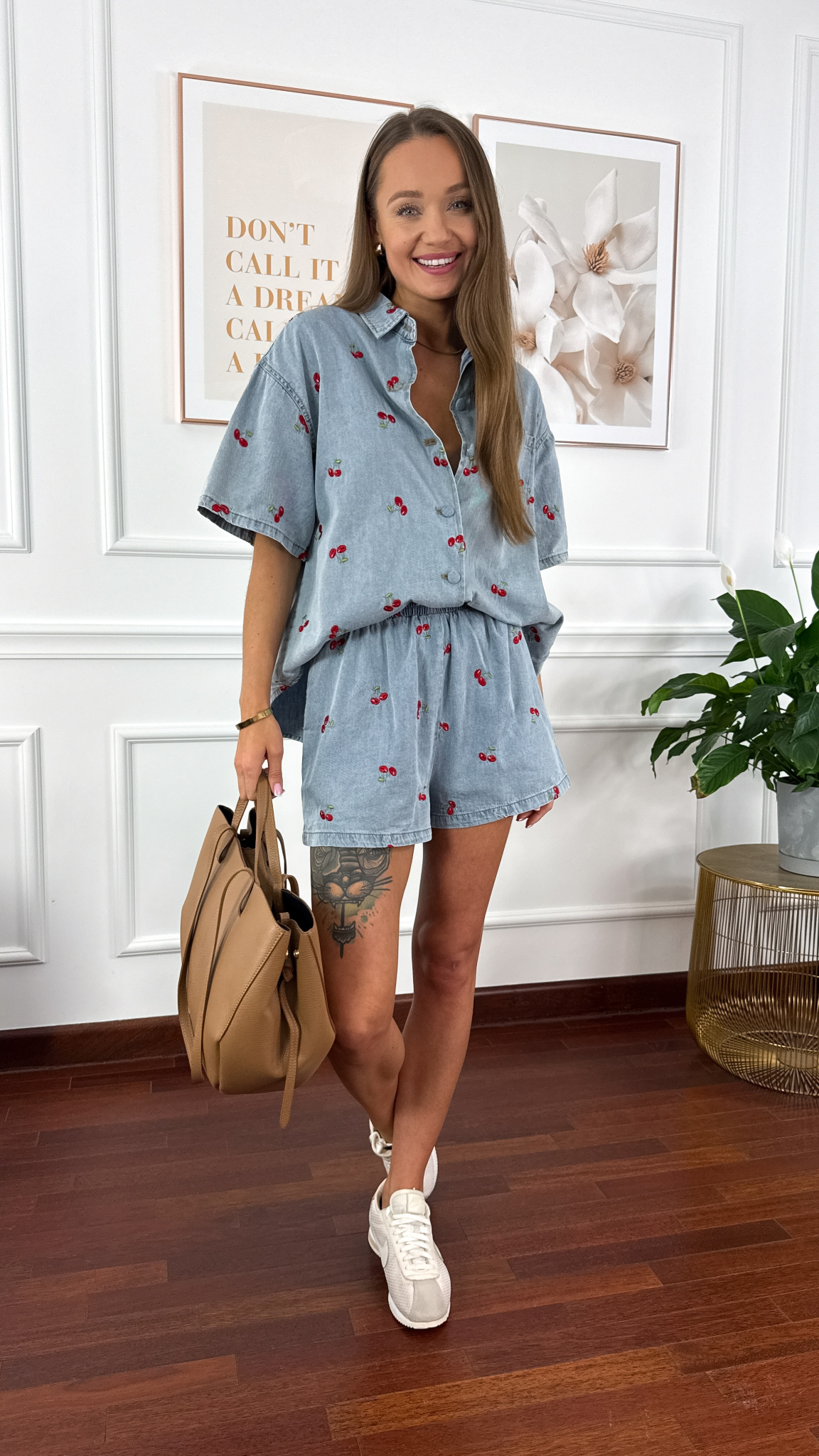 Wiskozowy komplet Cherry denim