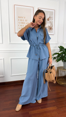 Wiskozowy komplet Orelia niebieski