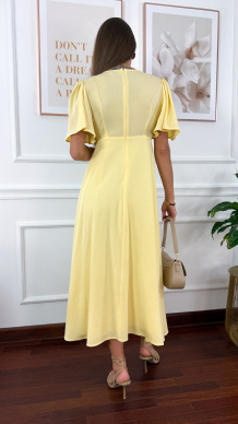Bawełniana sukienka maxi Lores żółta