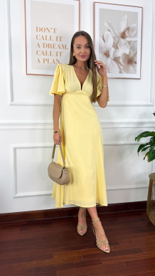 Bawełniana sukienka maxi Lores żółta