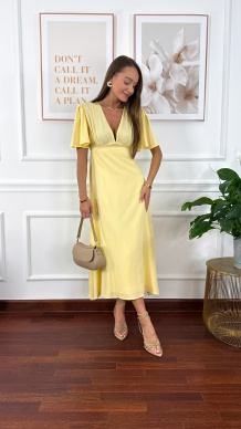 Bawełniana sukienka maxi Lores żółta