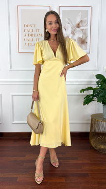 Bawełniana sukienka maxi Lores żółta