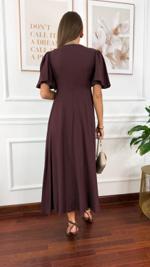 Bawełniana sukienka maxi Lores czekoladowa