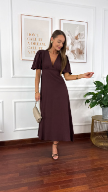 Bawełniana sukienka maxi Lores czekoladowa