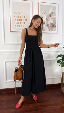 Bawełniana sukienka na ramiączkach Notte czarna