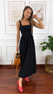 Bawełniana sukienka na ramiączkach Notte czarna