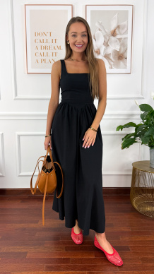 Bawełniana sukienka na ramiączkach Notte czarna