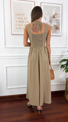 Bawełniana sukienka na ramiączkach Notte khaki