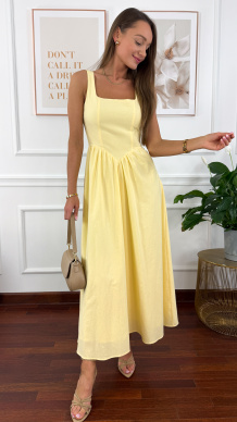 Bawełniana sukienka na ramiączkach Notte żółta