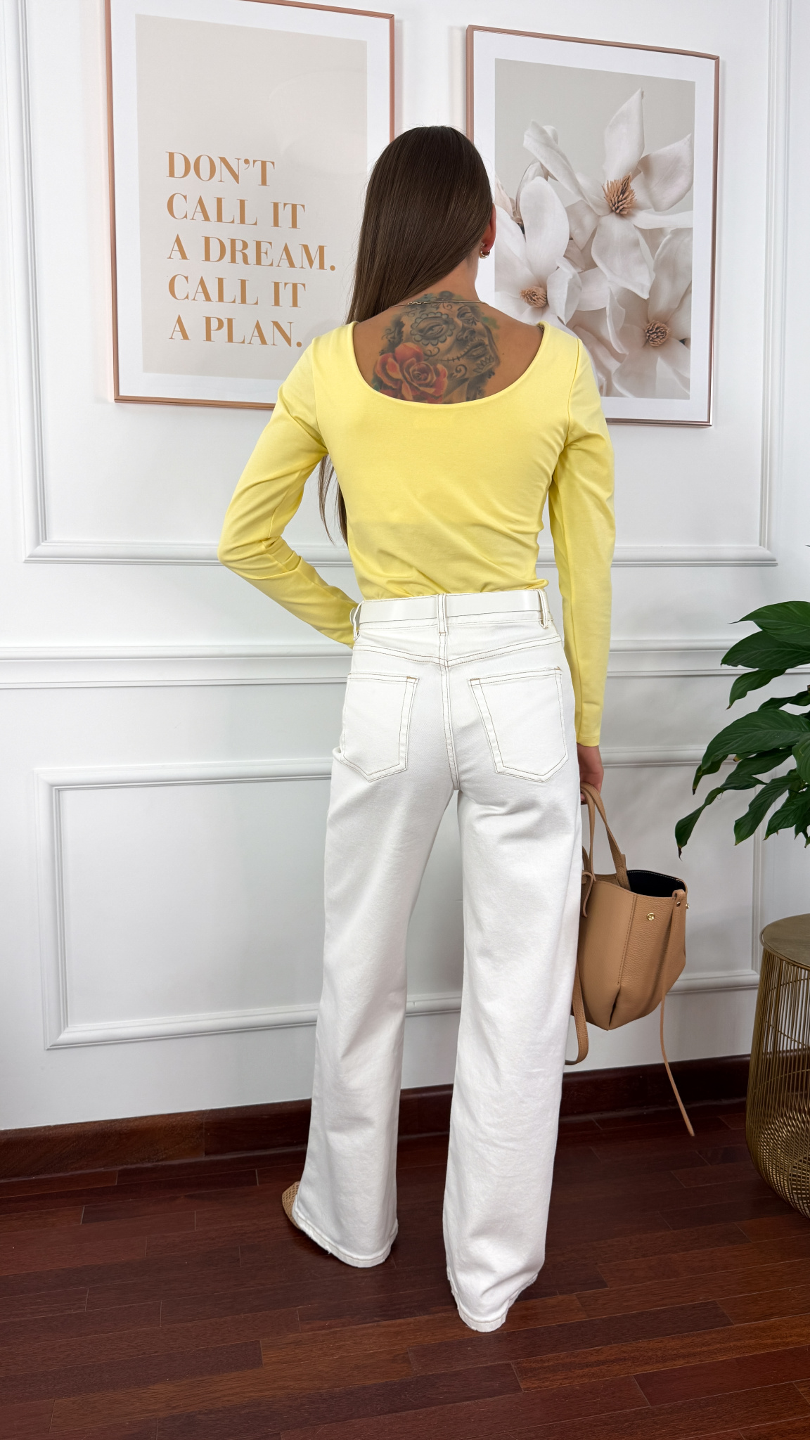 Bawełniane body Amelia żółte