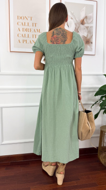 Muślinowa sukienka maxi Fiona matcha